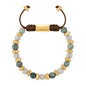 Pulsera ajustable, con piedras naturales de 6mm, baño de oro 22K - Joyería y bisutería fina