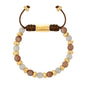 Pulsera ajustable, con piedras naturales de 6mm, baño de oro 22K - Joyería y bisutería fina