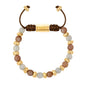 Pulsera ajustable, con piedras naturales de 6mm, baño de oro 22K - Joyería y bisutería fina