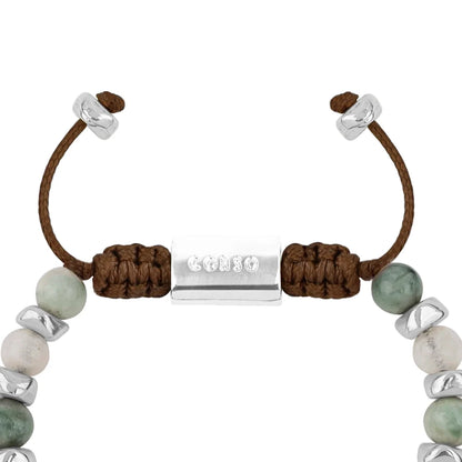 Pulsera ajustable, con piedras naturales de 6mm, baño de rodio - Joyería y bisutería fina