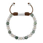 Pulsera ajustable, con piedras naturales de 6mm, baño de rodio - Joyería y bisutería fina