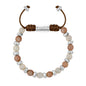 Pulsera ajustable, con piedras naturales de 6mm, baño de rodio - Joyería y bisutería fina