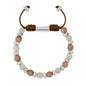 Pulsera ajustable, con piedras naturales de 6mm, baño de rodio - Joyería y bisutería fina
