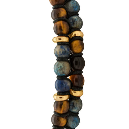 Pulsera ajustable con piedras 4mm, con mini donas y placa insignia en baño de oro 22K - Joyería y bisutería fina