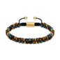 Pulsera ajustable con piedras 4mm, con mini donas y placa insignia en baño de oro 22K - Joyería y bisutería fina