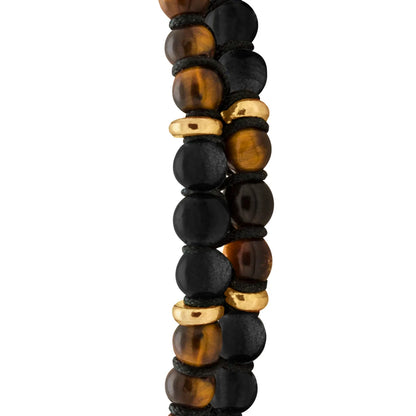 Pulsera ajustable con piedras 4mm, con mini donas y placa insignia en baño de oro 22K - Joyería y bisutería fina
