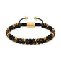 Pulsera ajustable con piedras 4mm, con mini donas y placa insignia en baño de oro 22K - Joyería y bisutería fina