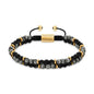 Pulsera ajustable con piedras 4mm, con mini donas y placa insignia en baño de oro 22K - Joyería y bisutería fina
