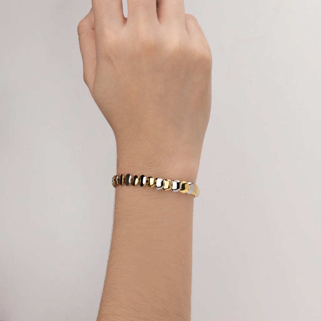 Pulsera con broche ajustable, mini lunas en baño de oro 22K o rodio - Joyería y bisutería fina