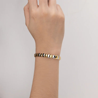 Pulsera con broche ajustable, mini lunas en baño de oro 22K o rodio - Joyería y bisutería fina