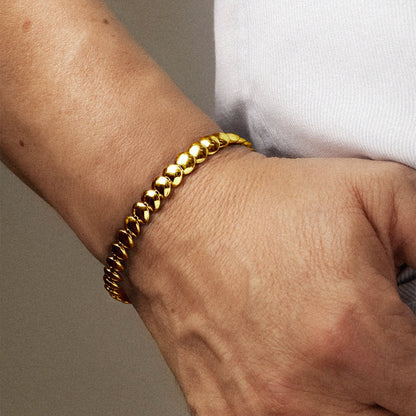 Pulsera con broche ajustable, mini lunas en baño de oro 22K - Joyería y bisutería fina