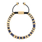 Pulsera ajustable con hilo de seda y rondel de piedra 4mm, con placa octagonal insignia y rondanas en baño de oro 22K - Joyería y bisutería fina