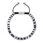 Pulsera ajustable con hilo de seda y rondel de piedra 4mm, con placa octagonal insignia y rondanas en baño de rodio - Joyería y bisutería fina