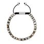 Pulsera ajustable con hilo de seda y rondel de piedra 4mm, con placa octagonal insignia y rondanas en baño de rodio - Joyería y bisutería fina