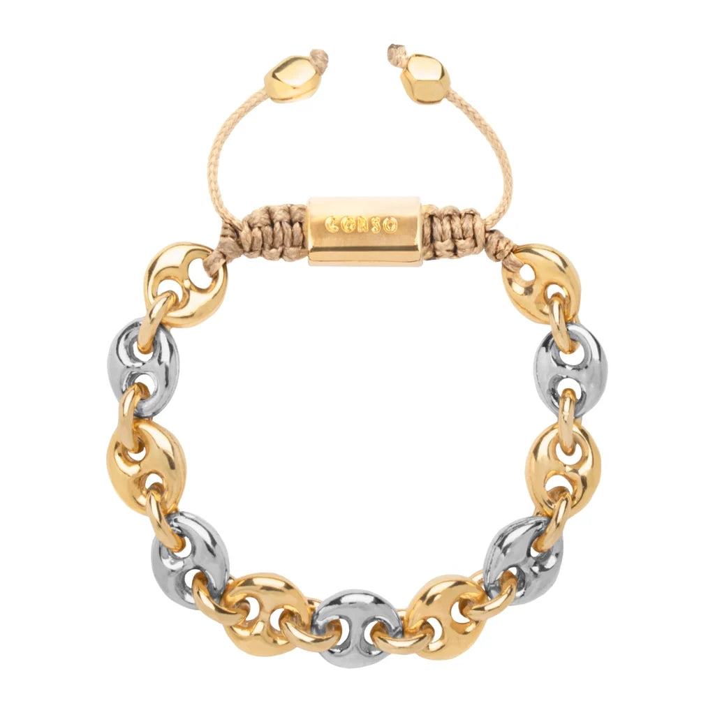 Pulsera con eslabones en baño de rodio u oro 22K - Joyería y bisutería fina