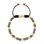 Pulsera ajustable con plaga octagonal con insignia de corso y piedra volcánica en baño de oro de 22K, con pirita de 6mm - Joyería y bisutería fina