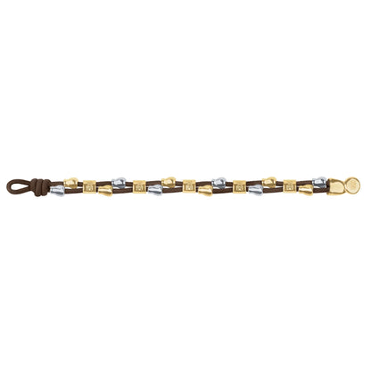 Pulsera baño de Oro 22K, piel española, baño de rodio, perlas - Joyería y bisutería fina
