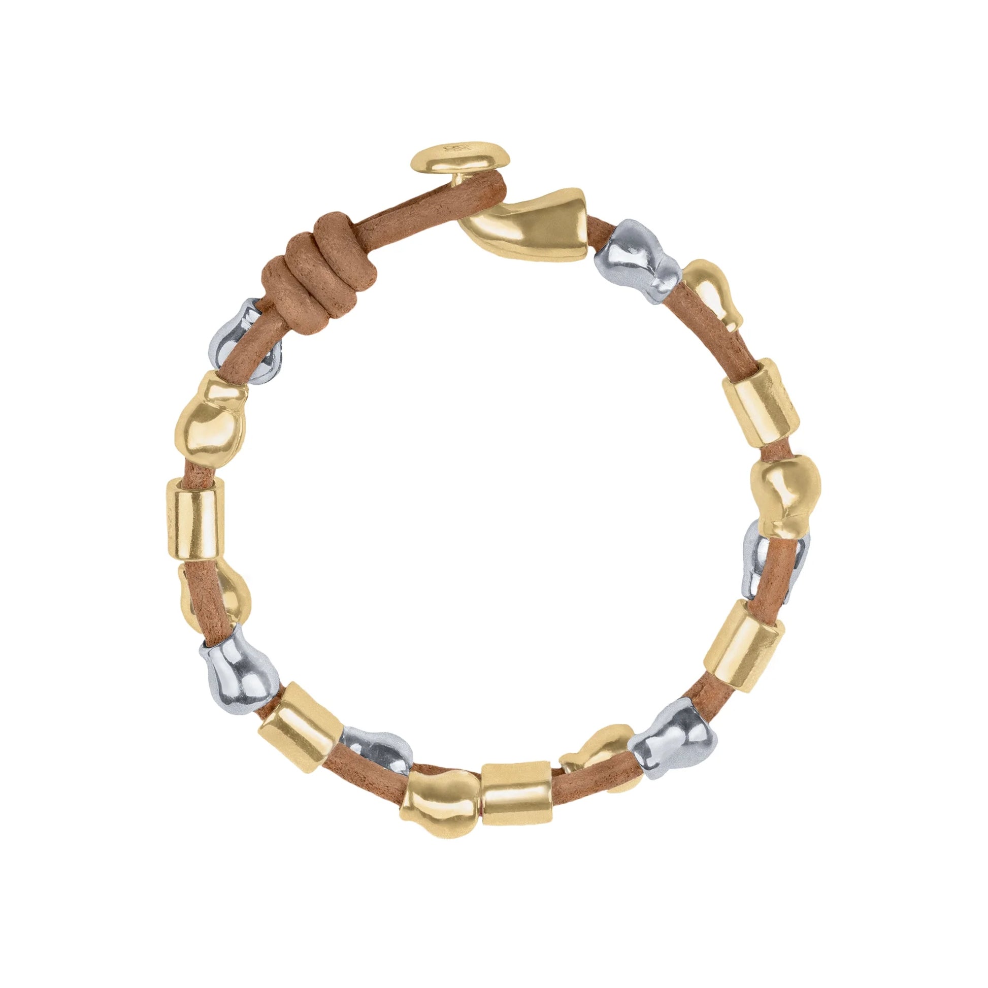 Pulsera baño de Oro 22K, piel española, baño de rodio, perlas - Joyería y bisutería fina