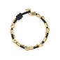 Pulsera de piel natural española, con detalles, broche y perlas en baño de oro 22K - Joyería y bisutería fina
