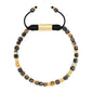 Pulsera con piedras en cubo facetado 4mm, con placa con insignia Corso y mini donas de baño de oro de 22K - Joyería y bisutería fina