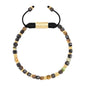 Pulsera con piedras en cubo facetado 4mm, con placa con insignia Corso y mini donas de baño de oro de 22K - Joyería y bisutería fina