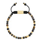 Pulsera con piedras en cubo facetado 4mm, con placa con insignia Corso y mini donas de baño de oro de 22K - Joyería y bisutería fina