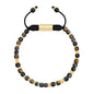 Pulsera con piedras en cubo facetado 4mm, con placa con insignia Corso y mini donas de baño de oro de 22K - Joyería y bisutería fina