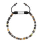 Pulsera con piedras en cubo facetado 4mm, con placa con insignia Corso y mini donas de baño de rodio - Joyería y bisutería fina