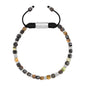 Pulsera con piedras en cubo facetado 4mm, con placa con insignia Corso y mini donas de baño de rodio - Joyería y bisutería fina