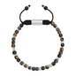 Pulsera con piedras en cubo facetado 4mm, con placa con insignia Corso y mini donas de baño de rodio - Joyería y bisutería fina