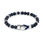 Pulsera con piedra de ojo de tigre de 6mm dispuestas en un suave cordón ajustable de piel de borrego, con conectores y broche de botón bañados en rodio - Joyería y bisutería fina