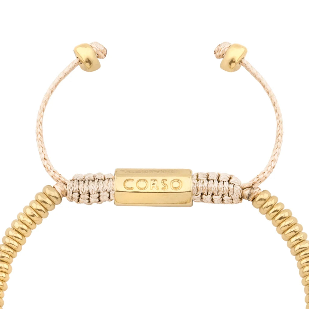 Pulsera con rondanas, donas y placa octagonal en baño de oro 22K - Joyería y bisutería fina