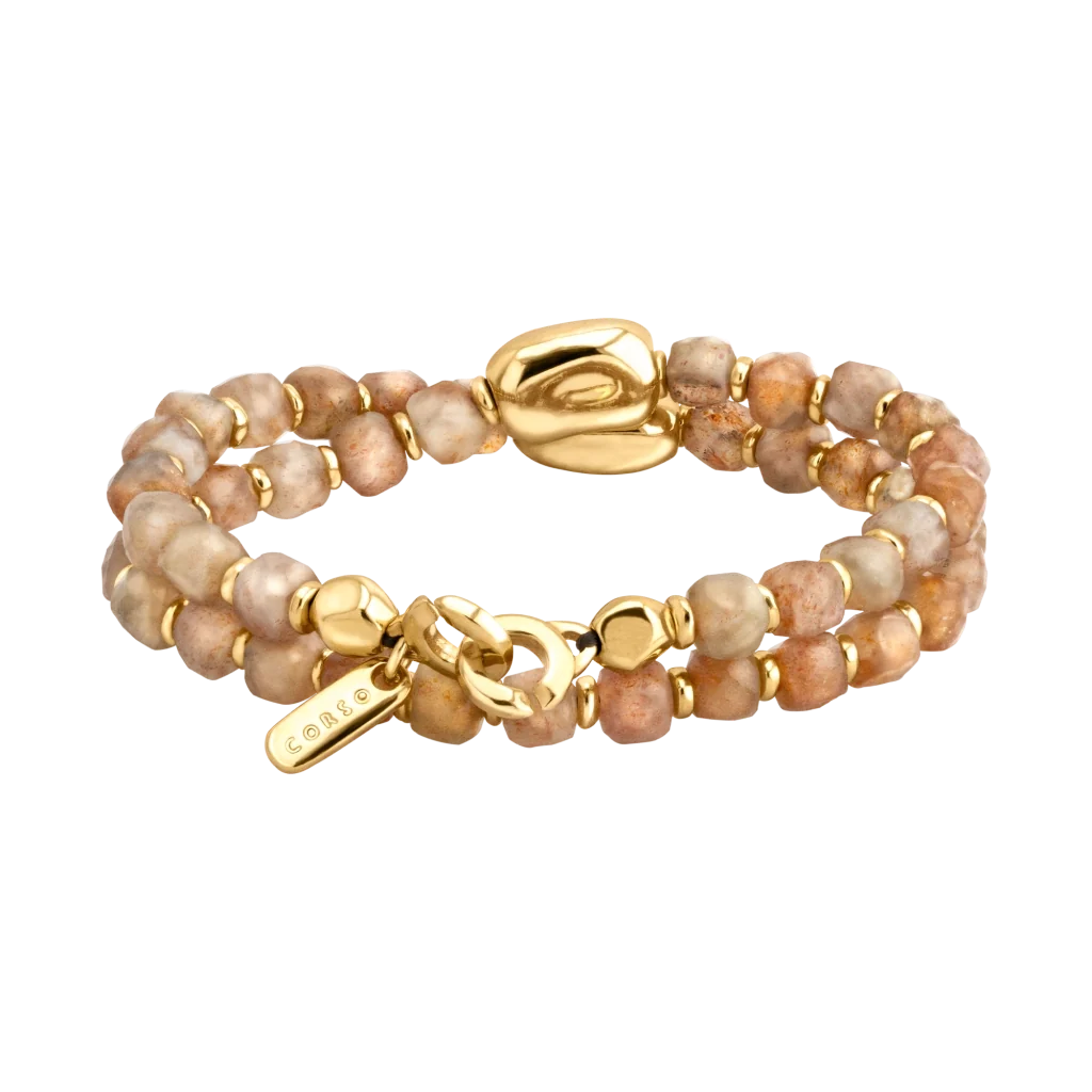 Pulsera con piedras sol facetada 6mm con diseño en doble vuelta en baño de oro 22K - Joyería y bisutería fina