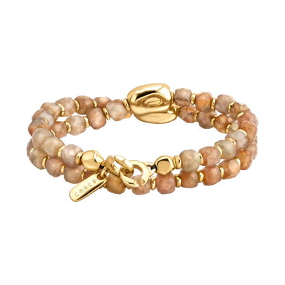 Pulsera con piedras sol facetada 6mm con diseño en doble vuelta en baño de oro 22K - Joyería y bisutería fina