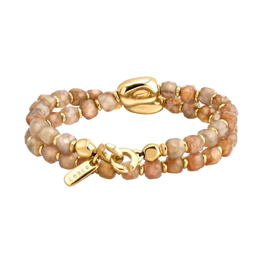 Pulsera con piedras sol facetada 6mm con diseño en doble vuelta en baño de oro 22K - Joyería y bisutería fina