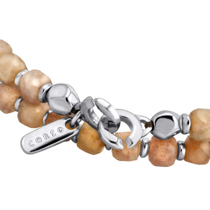 Pulsera con piedras sol facetada 6mm con diseño en doble vuelta en baño de rodio - Joyería y bisutería fina