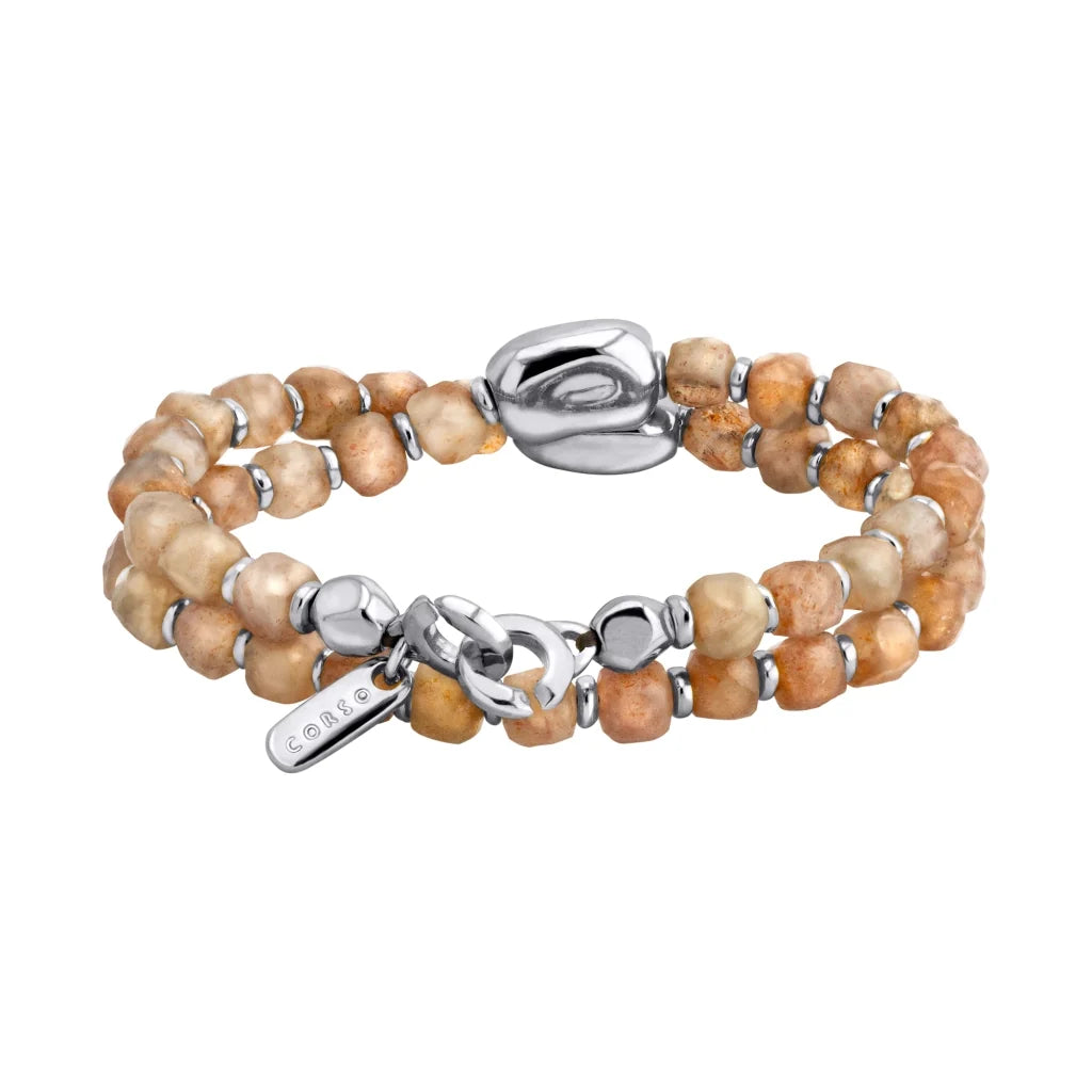 Pulsera con piedras sol facetada 6mm con diseño en doble vuelta en baño de rodio - Joyería y bisutería fina
