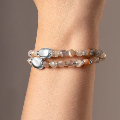 Pulsera con piedras sol facetada 6mm con diseño en doble vuelta en baño de rodio - Joyería y bisutería fina