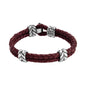 Pulsera con piel natural de borrego en trenza de 4 hilos, con broche y laureles en baño de rodio - Joyería y bisutería fina