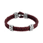Pulsera con piel natural de borrego en trenza de 4 hilos, con broche y laureles en baño de rodio - Joyería y bisutería fina