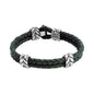 Pulsera con piel natural de borrego en trenza de 4 hilos, con broche y laureles en baño de rodio - Joyería y bisutería fina