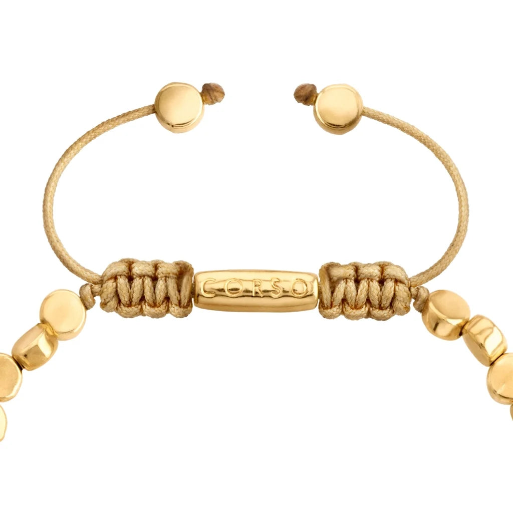 Pulsera con cuentas cilíndricas bañadas en Oro 22K - Joyería y bisutería fina