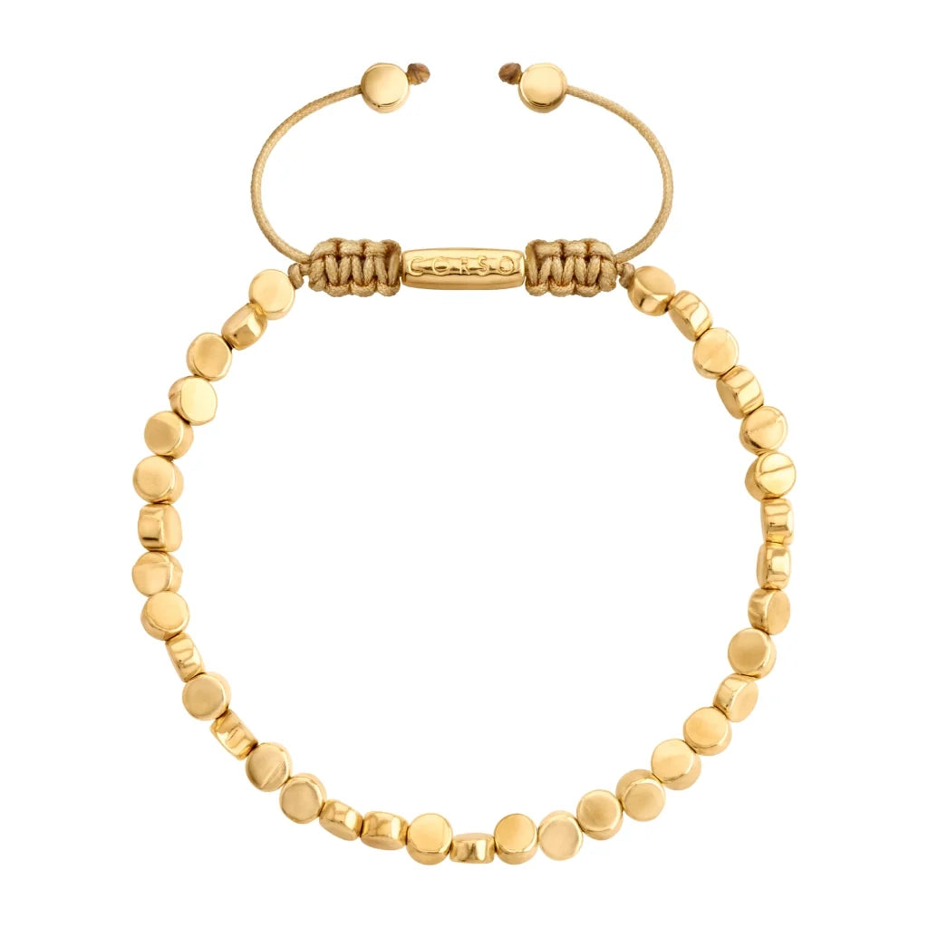 Pulsera con cuentas cilíndricas bañadas en Oro 22K - Joyería y bisutería fina
