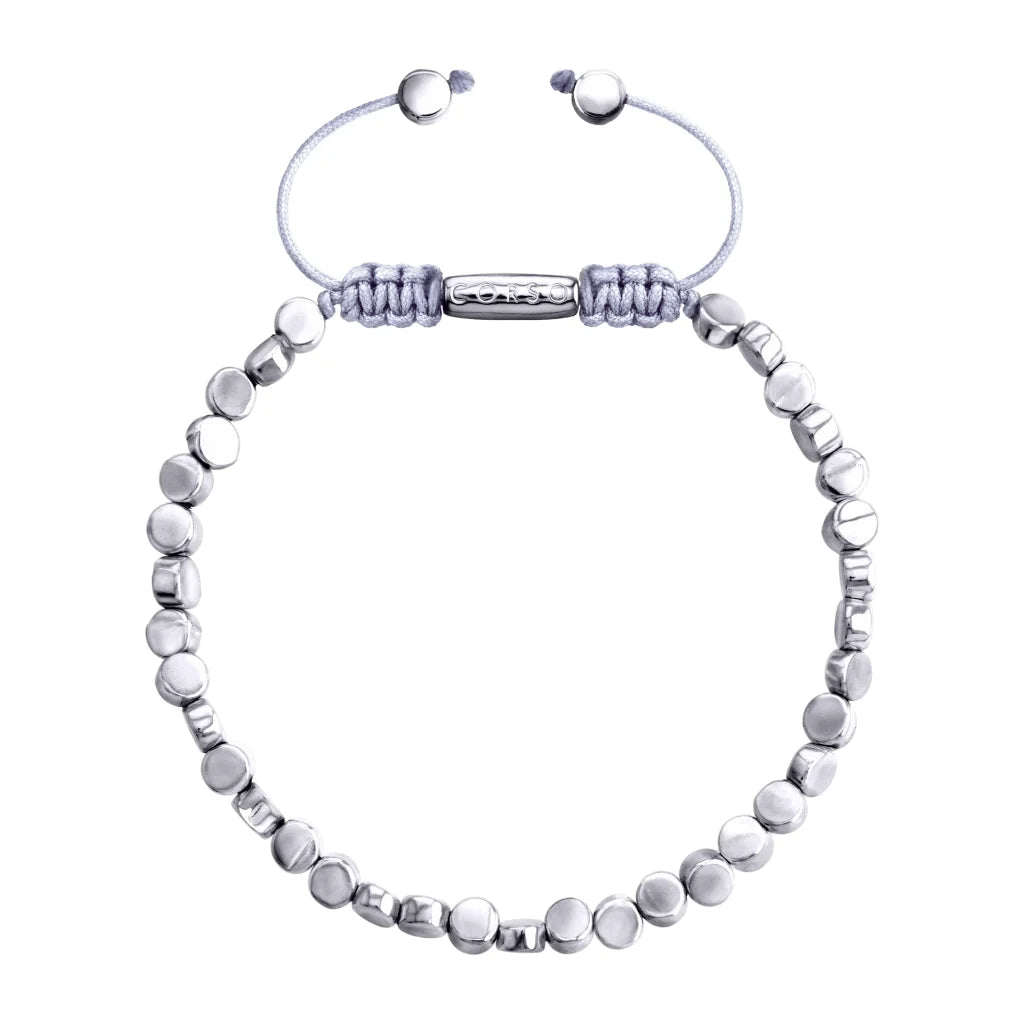 Pulsera con cuentas cilíndricas bañadas en rodio - Joyería y bisutería fina