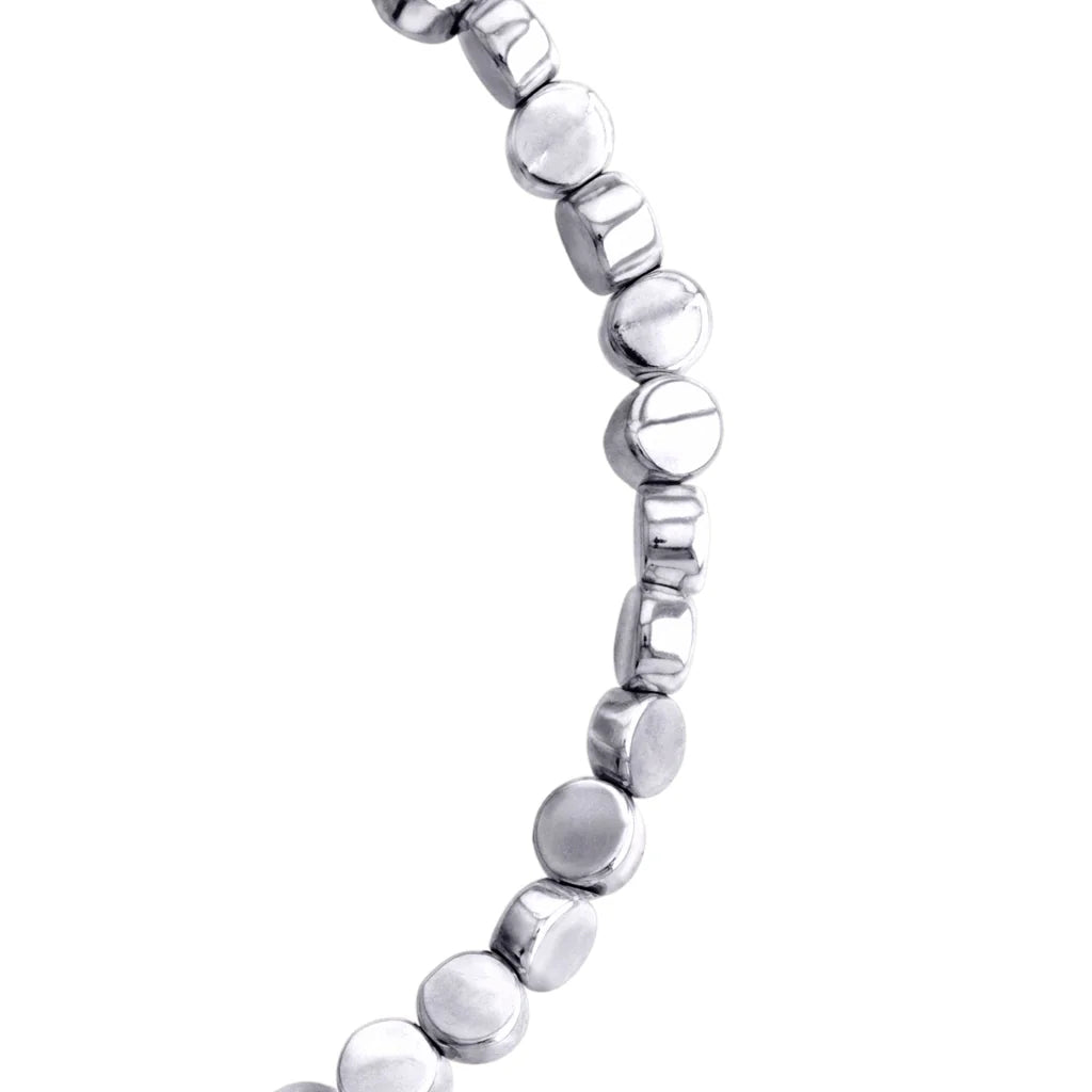 Pulsera con cuentas cilíndricas bañadas en rodio - Joyería y bisutería fina