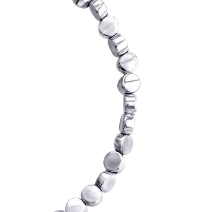 Pulsera con cuentas cilíndricas bañadas en rodio - Joyería y bisutería fina