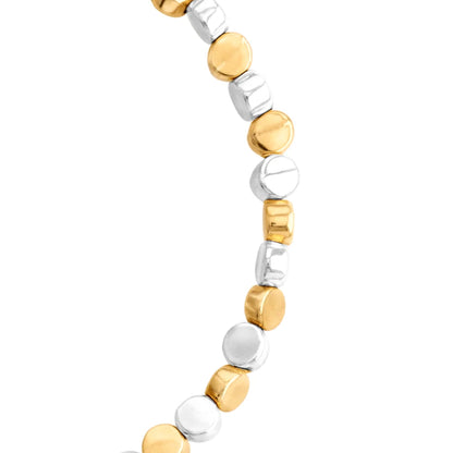 Pulsera con cuentas cilíndricas bañadas en oro 22K y rodio - Joyería y bisutería fina