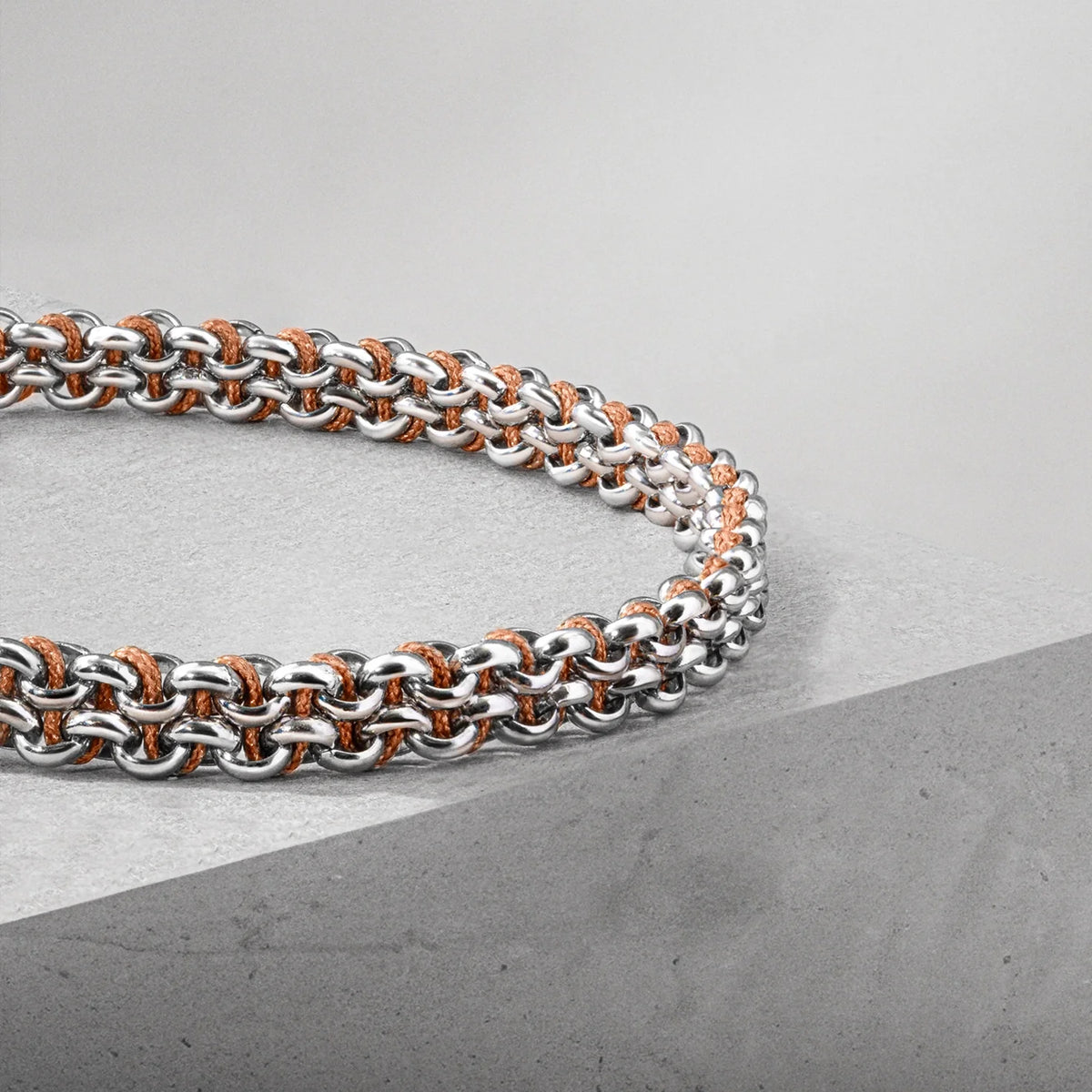 Pulsera En baño de rodio, Hilo de seda, Trenzado - Joyería y bisutería fina