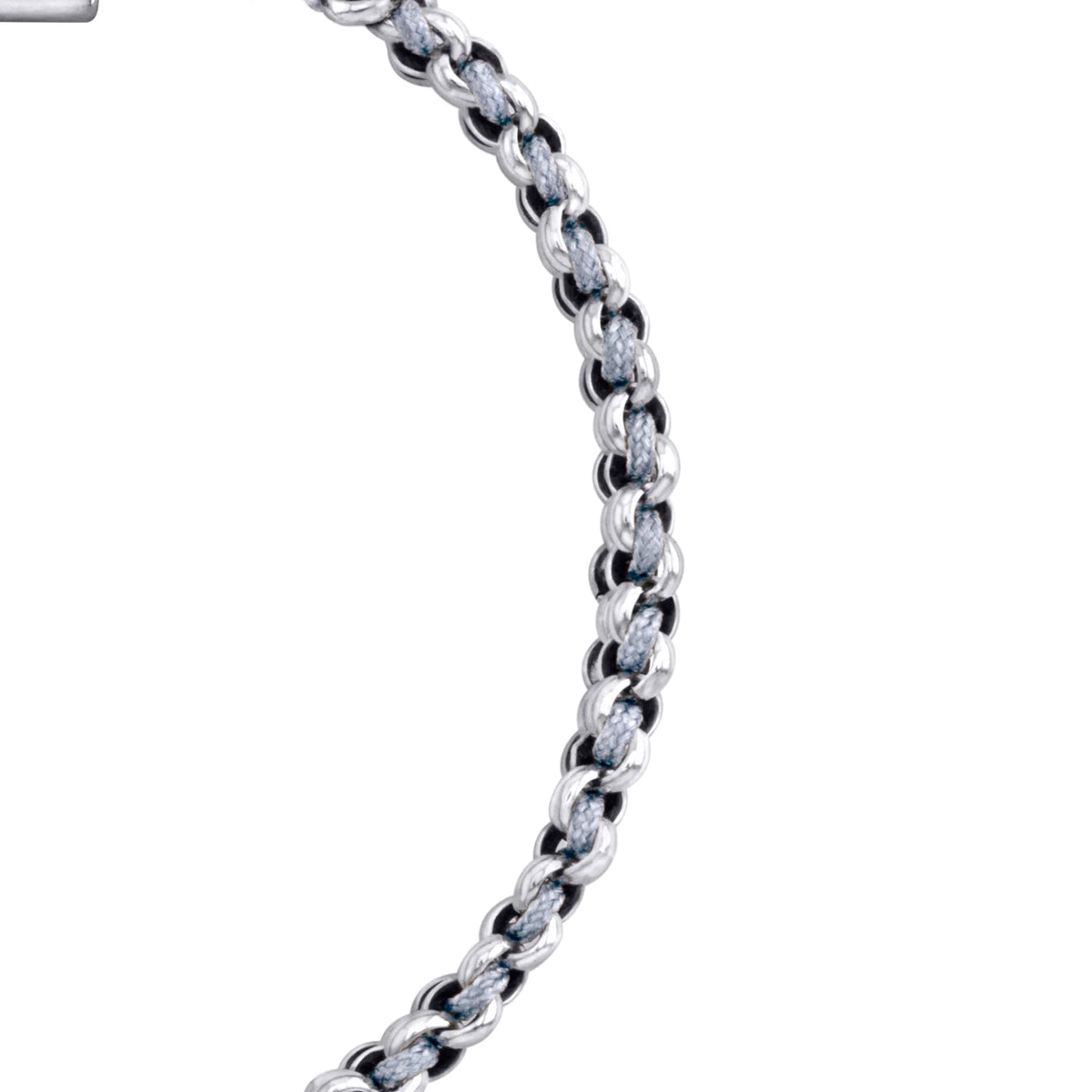 Pulsera En baño de rodio, Hilo de seda, Trenzado - Joyería y bisutería fina