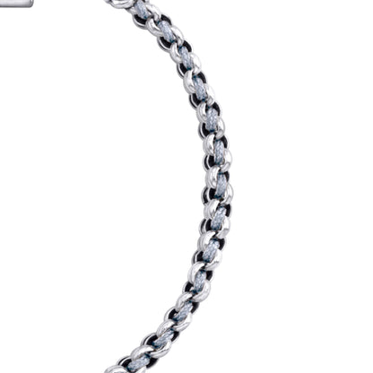 Pulsera En baño de rodio, Hilo de seda, Trenzado - Joyería y bisutería fina